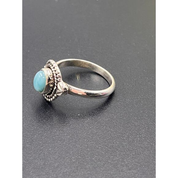 Natural Larimar Ring 925 Sterling Silver Handmade Oval Cabochon Gemstone Sz 8 - Picture 6 of 8